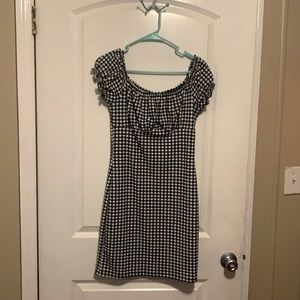 Black white plaid dress